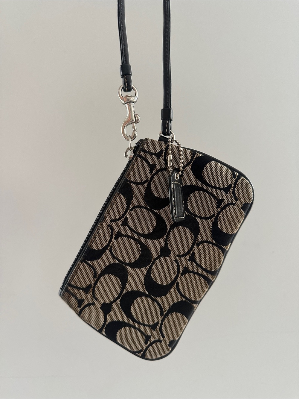 Coach Signature Canvas Wristlet in Black